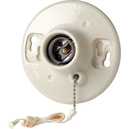 Leviton Leviton Porcelain Incandescent Medium Base Ceiling Keyless Lampholder With Chain 1 pk 29816-00C